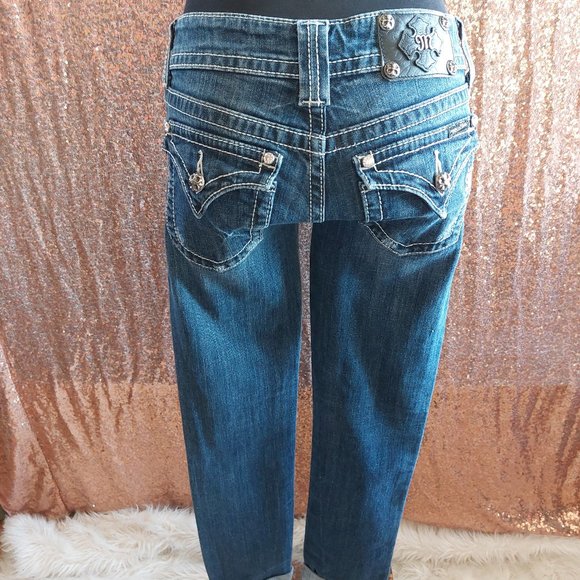 Miss Me Jeans Women's JP4009SK-2 Skinny Distressed Cuffed Leg Denim Jean Siz 26 - Picture 1 of 13